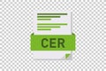 Vector illustration of CER document icon on transparent background symbolizing document format or type Royalty Free Stock Photo