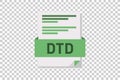 Vector illustration of DTD document icon on transparent background symbolizing document format or type Royalty Free Stock Photo