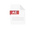 File format AE logo design. Document file icon, internet, extension, sign, type, presentation, graphic, application.