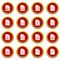 File format icon red circle set Royalty Free Stock Photo