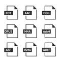 File format icon series in black and white.