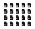 File format icon set. File type icon set. Format and extension of documents. Document format file icons Royalty Free Stock Photo