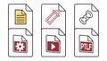 File format icons set, digital files, media types, document formats vector design Generative AI Royalty Free Stock Photo