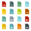 File format icons set, flat style Royalty Free Stock Photo