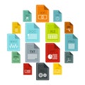 File format icons set, flat style Royalty Free Stock Photo