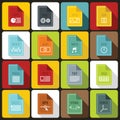 File format icons set in flat style Royalty Free Stock Photo