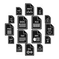 File format icons set, simple style Royalty Free Stock Photo