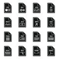 File format icons set, simple style Royalty Free Stock Photo