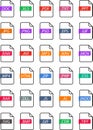 File format flat icon set document signs vector Royalty Free Stock Photo