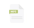 File format MP3 logo design. Document file icon, internet, extension, sign, type, presentation, graphic, application.