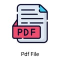 file format, PDF file color line icon