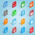 File format set icons, isometric 3d style Royalty Free Stock Photo