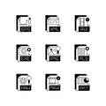 File formats black linear icons set Royalty Free Stock Photo