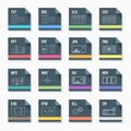 File formats icons set with illustrations