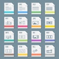 File formats icons set with illustrations