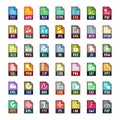 File formats icons in flat style