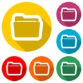 File icon, Folder icon, color icon with long shadow Royalty Free Stock Photo