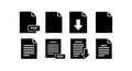 File icons set with pdf and download symbols in black and white vector style for digital documents and user interface design Royalty Free Stock Photo