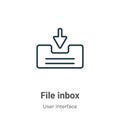 File inbox outline vector icon. Thin line black file inbox icon, flat vector simple element illustration from editable user Royalty Free Stock Photo