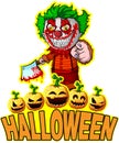 Halloween Poster with clown holding a knife. Royalty Free Stock Photo