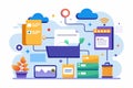 File management administration in a cloud storage system illustrated with various digital elements and organized data flow Royalty Free Stock Photo