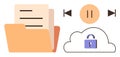 File Management with Cloud Security and Media Control Elements Royalty Free Stock Photo