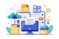 File management concepts presented through colorful design elements, illustrating data filing administration with various digital Royalty Free Stock Photo