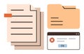 File Management Error with Document, Folder, and Pop-Up Alert Royalty Free Stock Photo
