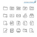 File management line icons. Editable stroke