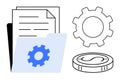 File Management and Workflow Optimization Represented by Folder, Documents, Gear, and Coin Royalty Free Stock Photo