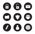 File manager black icons set