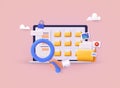 File manager, electronic document storage, document synchronisation. 3D Web Vector Illustrations