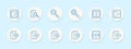 File and media set icon. Document, search, play, and pause. File management, media control, and document analysis concept