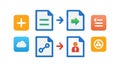 File Operations Data Flow Icons Add, Edit, Move, Sync, vector design Generative AI Royalty Free Stock Photo