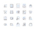 File organization line icons collection. Folders, Hierarchy, Categorization, Alphabetization, Index, Tags, Sorting