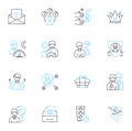 File organization linear icons set. Folders, Tags, Sort, Categorize, Alphabetize, Archive, Indexing line vector and Royalty Free Stock Photo