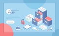 File organization service. Document archiving concept. Organized data storage system. Drawers with folders and documents.