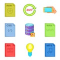 File processing icons set, cartoon style Royalty Free Stock Photo