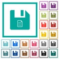 File properties flat color icons with quadrant frames