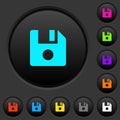 File record dark push buttons with color icons