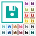 File record flat color icons with quadrant frames