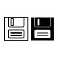 File save line and glyph icon. Diskette vector illustration isolated on white. Disc outline style design, designed for