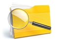 File search concep. Folders and loupe or magnifying glass.