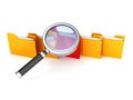 File search concept: folders and magnifying glass Royalty Free Stock Photo