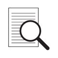 File search icon. Document page with magnifier tool . minimal st