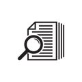 File search icon, document search, vector isolated. Document with magnifier loupe business concept.