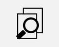 File Search Icon Zoom In Research Document Magnifier Glass Report Folder Look Up View Sign Symbol