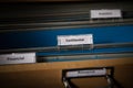 File sections in confidential filing cabinet Royalty Free Stock Photo