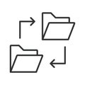 File sharing icon in line design. file sharing, communication, cloud, collaboration, data, workflow, technology on white Royalty Free Stock Photo