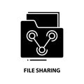 file sharing sign icon, black vector sign with editable strokes, concept illustration Royalty Free Stock Photo